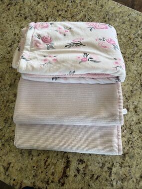 3 pink Baby Blanket Set